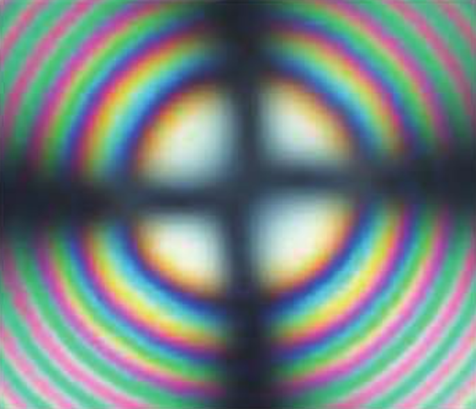 Polariscope inspection showing internal stress in sapphire wafer)